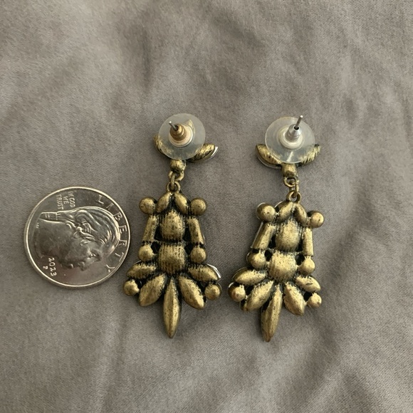 Drop statement earrings, pink and silver rhinestones - Picture 2 of 3